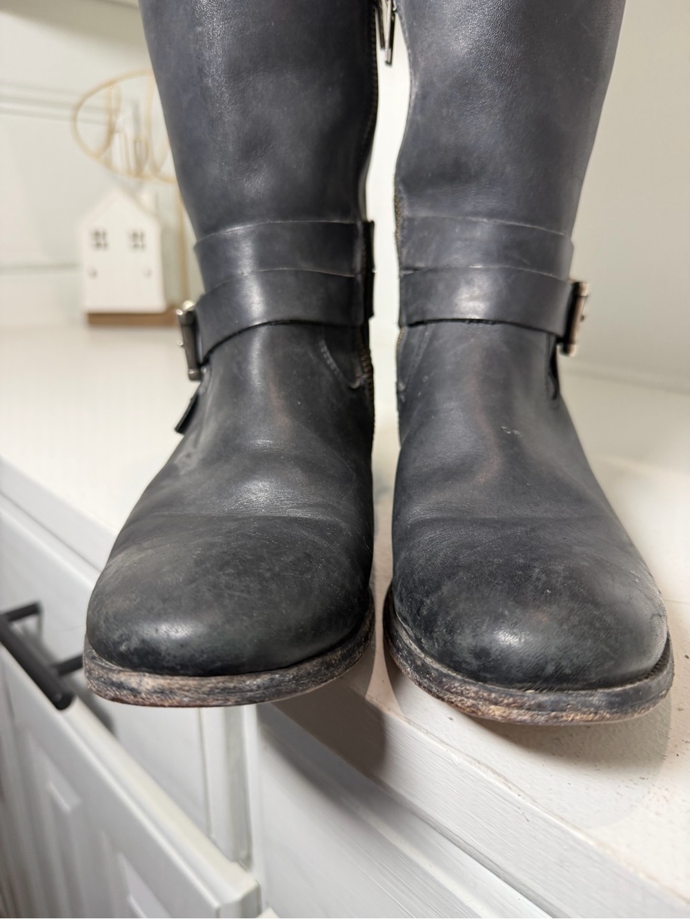 Frye Women’s 8B Black Leather Harness Riding Equestrian Boots Tall Knee High - Picture 4 of 13
